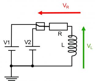 RL circuit switched between two DC Voltages